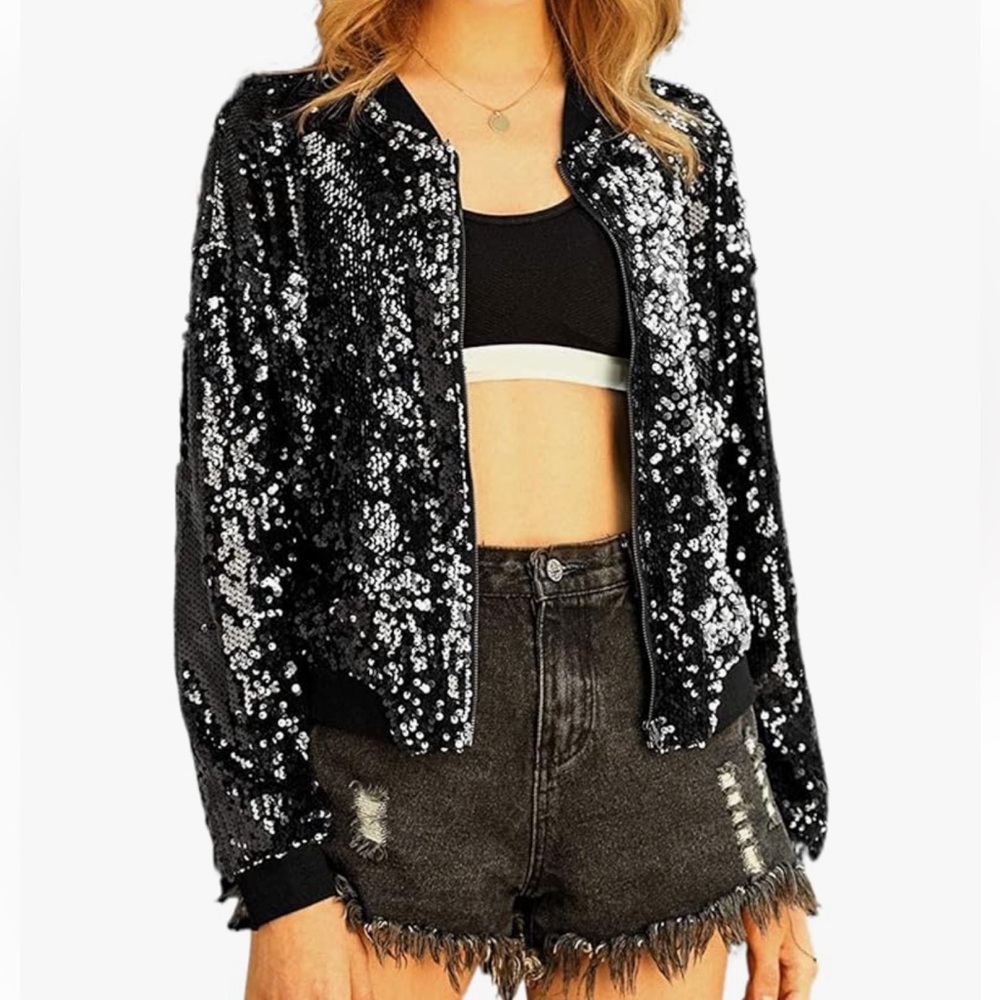 1 State Sequin Bomber Jacket